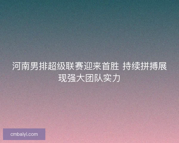 河南男排超级联赛迎来首胜 持续拼搏展现强大团队实力